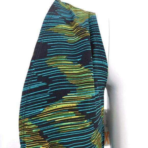 Lularoe Joy Womens Black Green Blue Stripe Open Sleeveless Cardigan Top X-Small - Picture 2 of 5